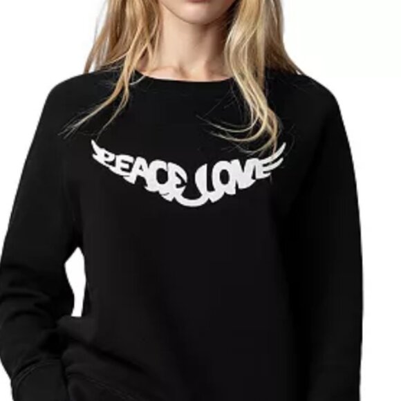 Like new Zadig & Voltaire Unisex Upper Peace Love Sweatshirt in Black Size Large - Picture 8 of 13